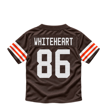 Cleveland Browns jersey keychain — Blake Whiteheart #86. Exact saved player artwork preview.