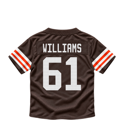 Cleveland Browns jersey keychain — Chris Williams #61. Exact saved player artwork preview.