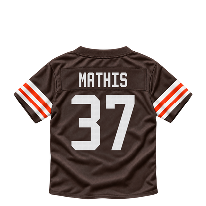 Cleveland Browns jersey keychain — Damarri Mathis #37. Exact saved player artwork preview.