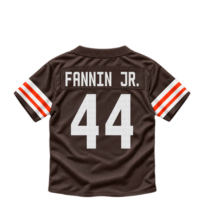 Cleveland Browns jersey keychain — Harold Fannin Jr. #44. Exact saved player artwork preview.