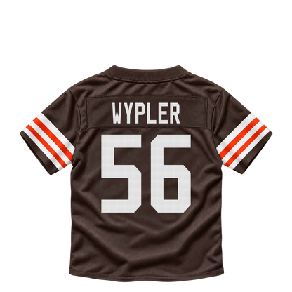 Cleveland Browns jersey keychain — Luke Wypler #56. Exact saved player artwork preview.