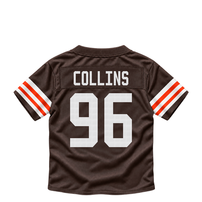 Cleveland Browns jersey keychain — Maliek Collins #96. Exact saved player artwork preview.