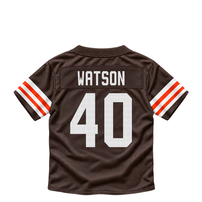 Cleveland Browns jersey keychain — Nathaniel Watson #40. Exact saved player artwork preview.