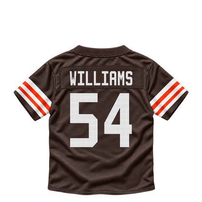 Cleveland Browns jersey keychain — Sam Williams #54. Exact saved player artwork preview.