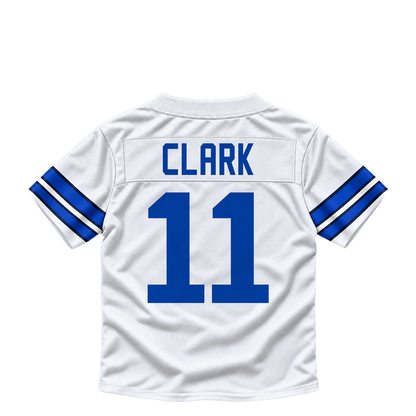 Dallas Cowboys jersey keychain — Alijah Clark #11. Exact saved player artwork preview.