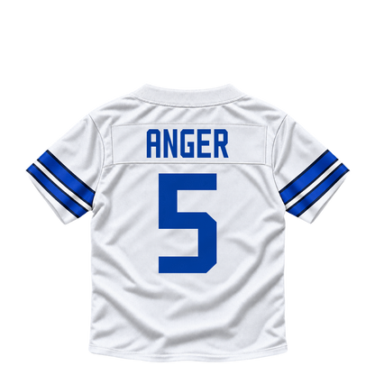 Dallas Cowboys jersey keychain — Bryan Anger #5. Exact saved player artwork preview.
