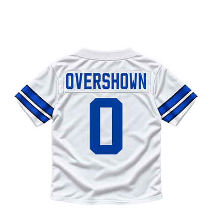 Dallas Cowboys jersey keychain — DeMarvion Overshown #0. Exact saved player artwork preview.