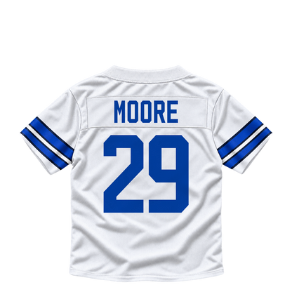 Dallas Cowboys jersey keychain — Devin Moore #29. Exact saved player artwork preview.
