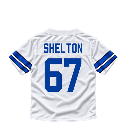 Dallas Cowboys jersey keychain — Drew Shelton #67. Exact saved player artwork preview.