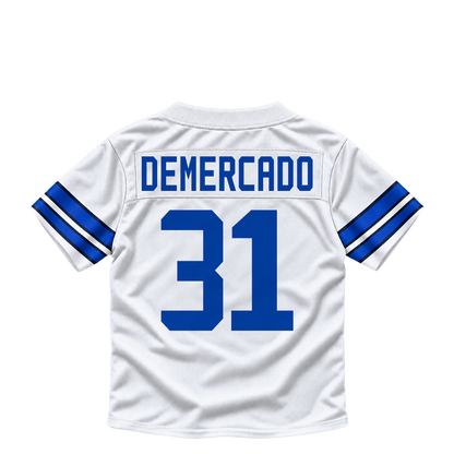 Dallas Cowboys jersey keychain — Emari Demercado #31. Exact saved player artwork preview.