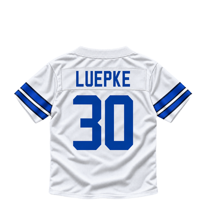 Dallas Cowboys jersey keychain — Hunter Luepke #30. Exact saved player artwork preview.