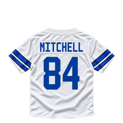 Dallas Cowboys jersey keychain — James Mitchell #84. Exact saved player artwork preview.