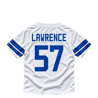 Dallas Cowboys jersey keychain — Malachi Lawrence #57. Exact saved player artwork preview.