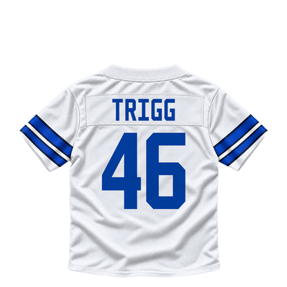 Dallas Cowboys jersey keychain — Michael Trigg #46. Exact saved player artwork preview.