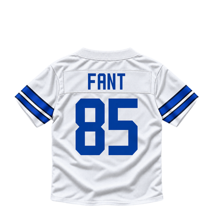 Dallas Cowboys jersey keychain — Princeton Fant #85. Exact saved player artwork preview.