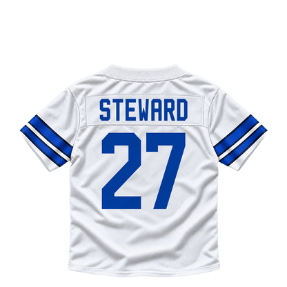 Dallas Cowboys jersey keychain — Reddy Steward #27. Exact saved player artwork preview.
