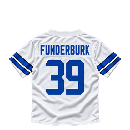 Dallas Cowboys jersey keychain — Tyrek Funderburk #39. Exact saved player artwork preview.
