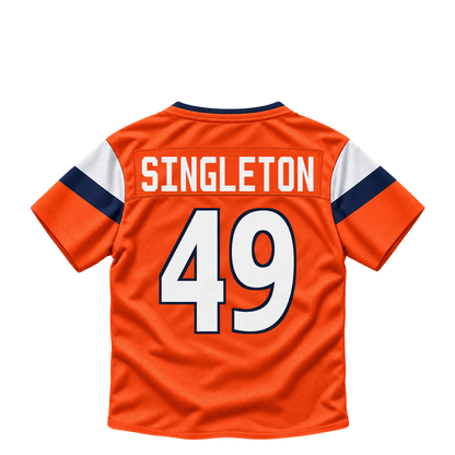 Denver Broncos jersey keychain — Alex Singleton #49. Exact saved player artwork preview.
