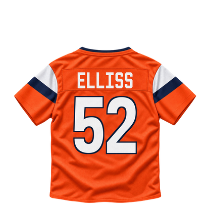 Denver Broncos jersey keychain — Jonah Elliss #52. Exact saved player artwork preview.