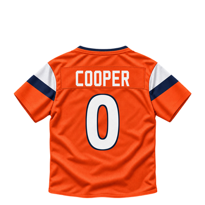 Denver Broncos jersey keychain — Jonathon Cooper #0. Exact saved player artwork preview.