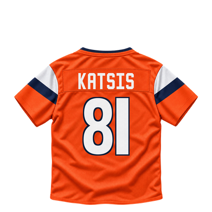 Denver Broncos jersey keychain — Kolbe Katsis #81. Exact saved player artwork preview.