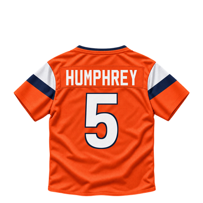 Denver Broncos jersey keychain — Lil'Jordan Humphrey #5. Exact saved player artwork preview.