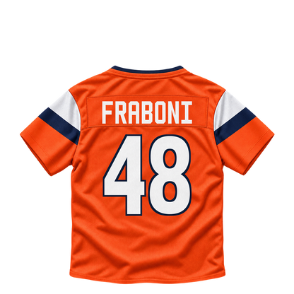Denver Broncos jersey keychain — Mitchell Fraboni #48. Exact saved player artwork preview.