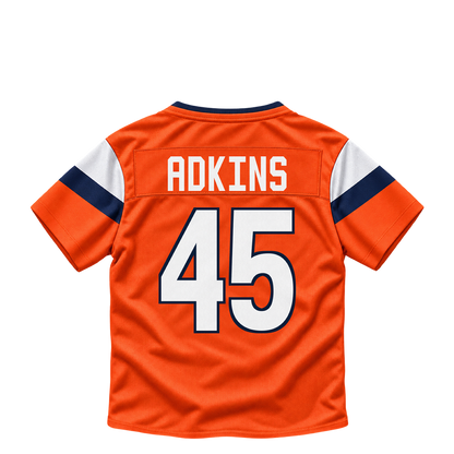 Denver Broncos jersey keychain — Nate Adkins #45. Exact saved player artwork preview.
