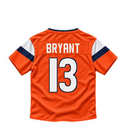 Denver Broncos jersey keychain — Pat Bryant #13. Exact saved player artwork preview.