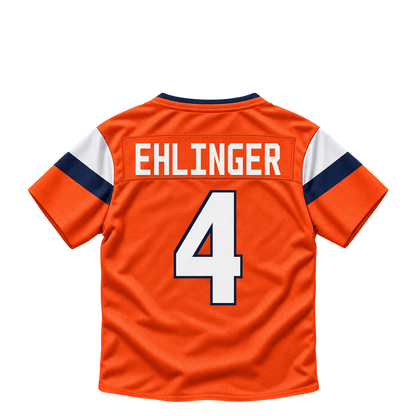 Denver Broncos jersey keychain — Sam Ehlinger #4. Exact saved player artwork preview.