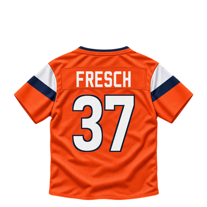 Denver Broncos jersey keychain — Sean Fresch Jr. #37. Exact saved player artwork preview.