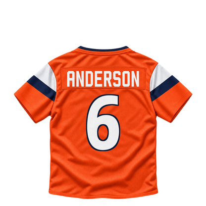 Denver Broncos jersey keychain — Tycen Anderson #6. Exact saved player artwork preview.