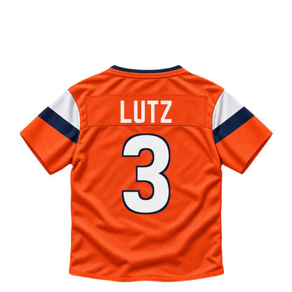 Denver Broncos jersey keychain — Wil Lutz #3. Exact saved player artwork preview.