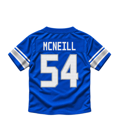 Detroit Lions jersey keychain — Alim McNeill #54. Exact saved player artwork preview.