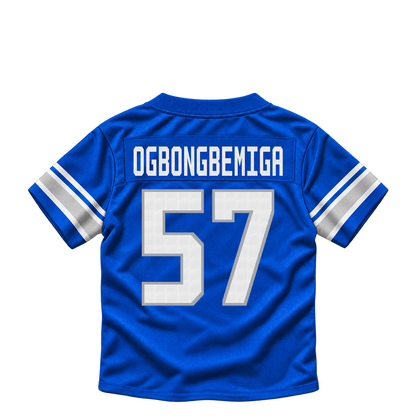Detroit Lions jersey keychain — Amen Ogbongbemiga #57. Exact saved player artwork preview.