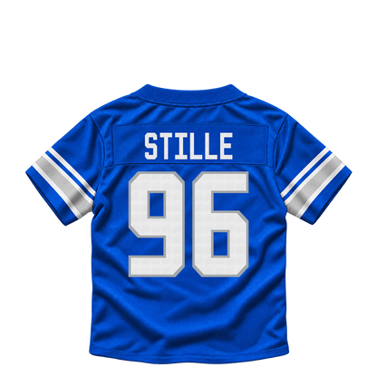 Detroit Lions jersey keychain — Ben Stille #96. Exact saved player artwork preview.