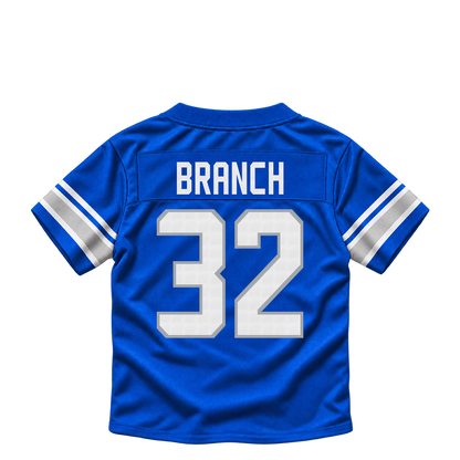 Detroit Lions jersey keychain — Brian Branch #32. Exact saved player artwork preview.