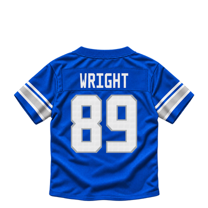 Detroit Lions jersey keychain — Brock Wright #89. Exact saved player artwork preview.