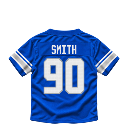 Detroit Lions jersey keychain — Chris Smith #90. Exact saved player artwork preview.