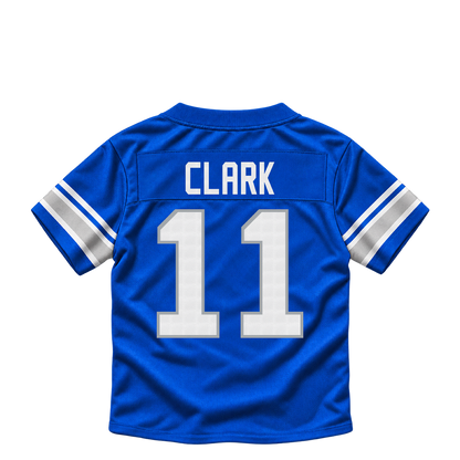 Detroit Lions jersey keychain — Damone Clark #11. Exact saved player artwork preview.