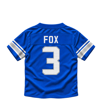 Detroit Lions jersey keychain — Jack Fox #3. Exact saved player artwork preview.