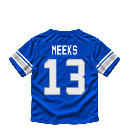 Detroit Lions jersey keychain — Jackson Meeks #13. Exact saved player artwork preview.