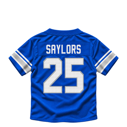 Detroit Lions jersey keychain — Jacob Saylors #25. Exact saved player artwork preview.