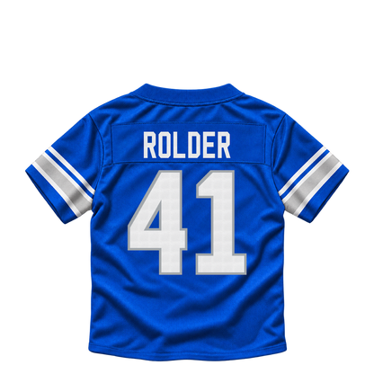 Detroit Lions jersey keychain — Jimmy Rolder #41. Exact saved player artwork preview.