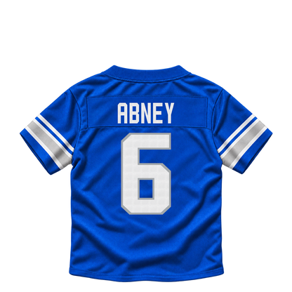 Detroit Lions jersey keychain — Keith Abney II #6. Exact saved player artwork preview.