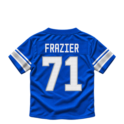 Detroit Lions jersey keychain — Miles Frazier #71. Exact saved player artwork preview.