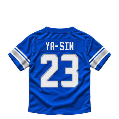 Detroit Lions jersey keychain — Rock Ya-Sin #23. Exact saved player artwork preview.