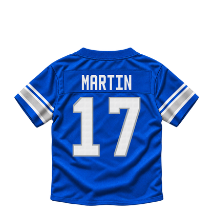 Detroit Lions jersey keychain — Tay Martin #17. Exact saved player artwork preview.