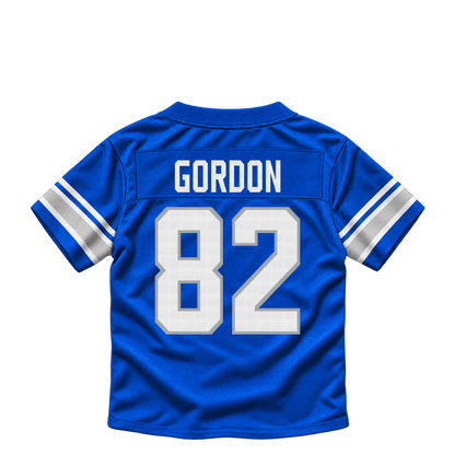 Detroit Lions jersey keychain — Thomas Gordon #82. Exact saved player artwork preview.