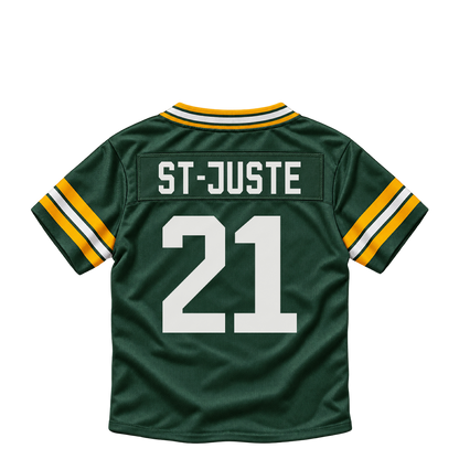 Green Bay Packers jersey keychain — Benjamin St-Juste #21. Exact saved player artwork preview.